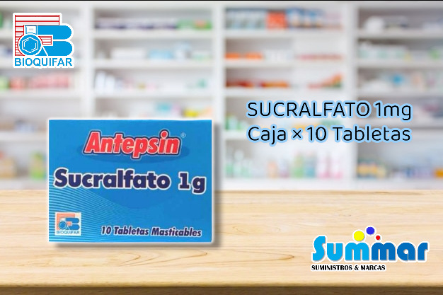 Antepsin 1g Caja x 10 Tabletas (Sucralfato) BIOQUIFAR