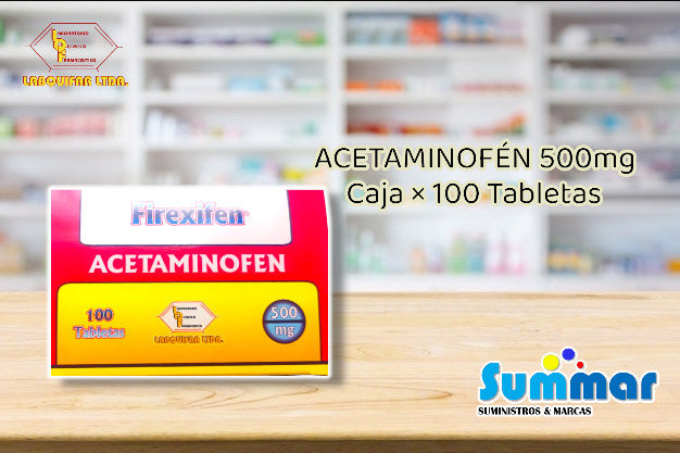 Firexyfen 500mg Caja x 100 Tabletas (Acetaminofén) LABQUIFAR