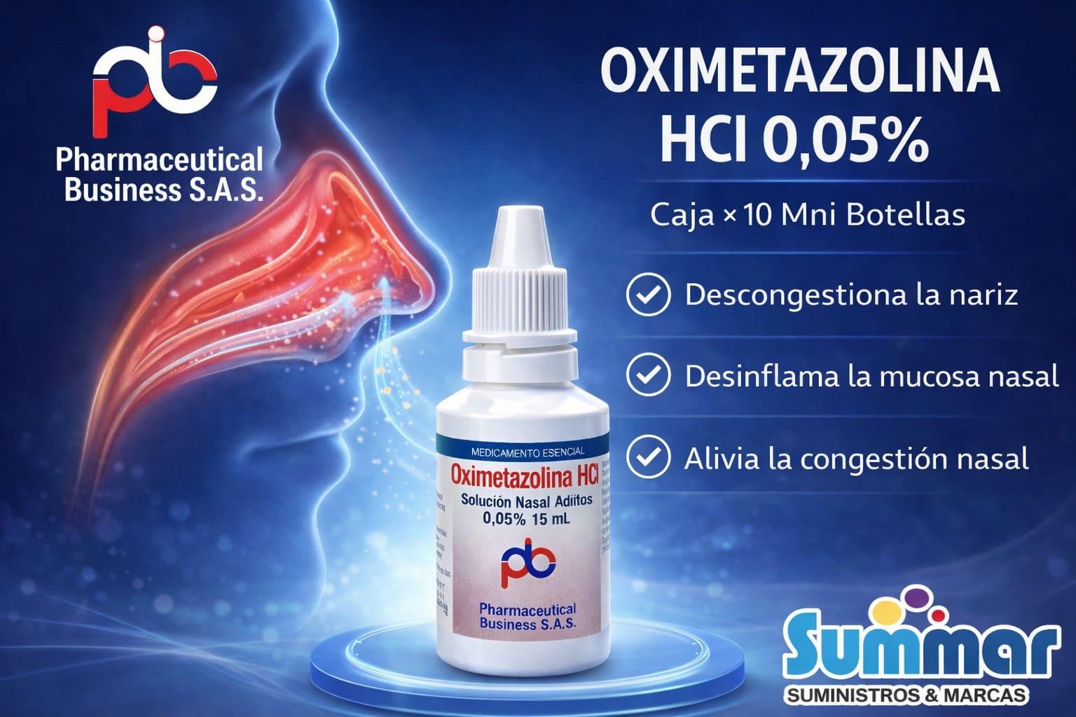 Oximetazolina Clorhidrato 0.05% Adulto Solución Nasal Frasco x 15ml BUSINESS
