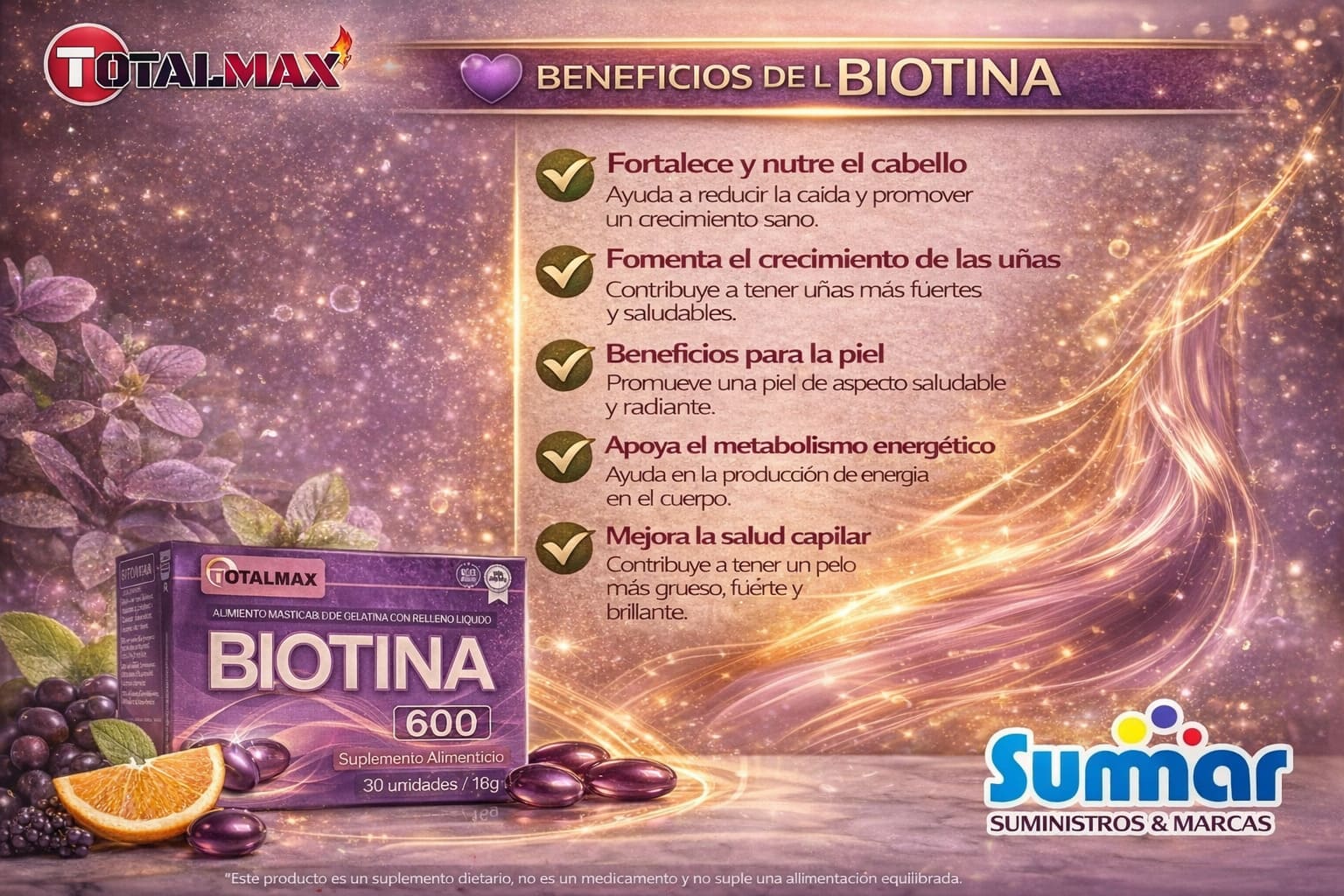 Biotina 600 Caja x 30 Softgel TOTALMAX