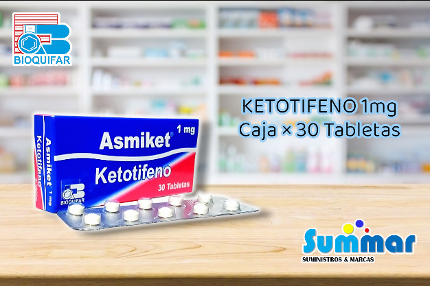 Asmiket 1mg Caja x 30 Tabletas (Ketotifeno) BIOQUIFAR