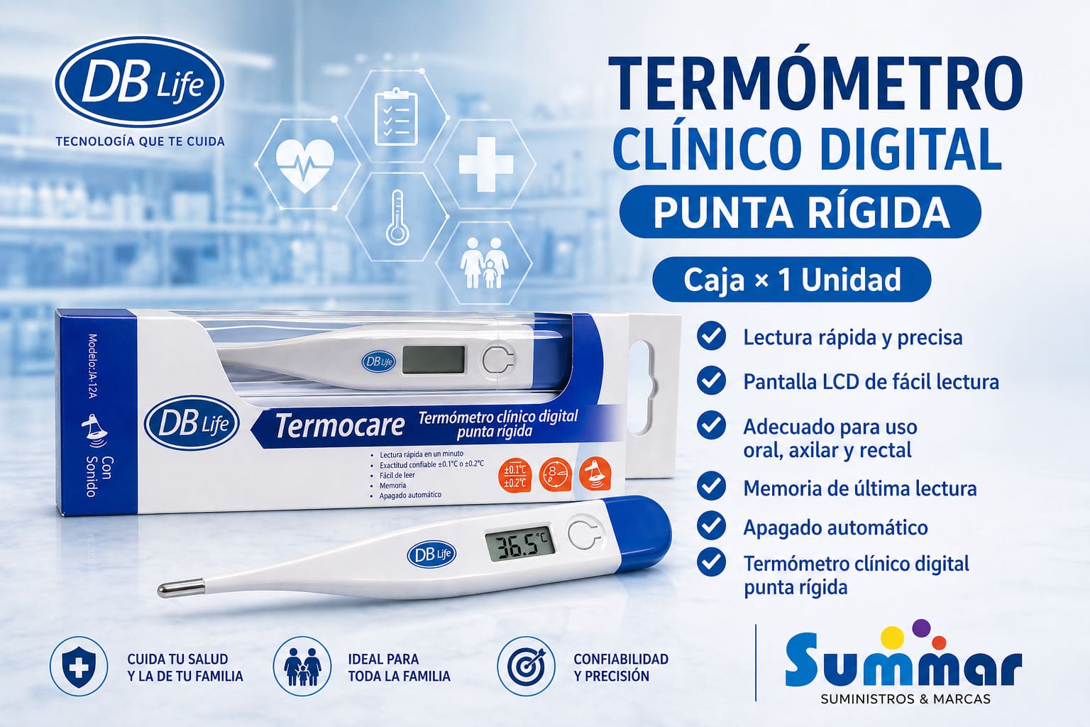 Termómetro Clinico Digital Punta Rigida BD Life