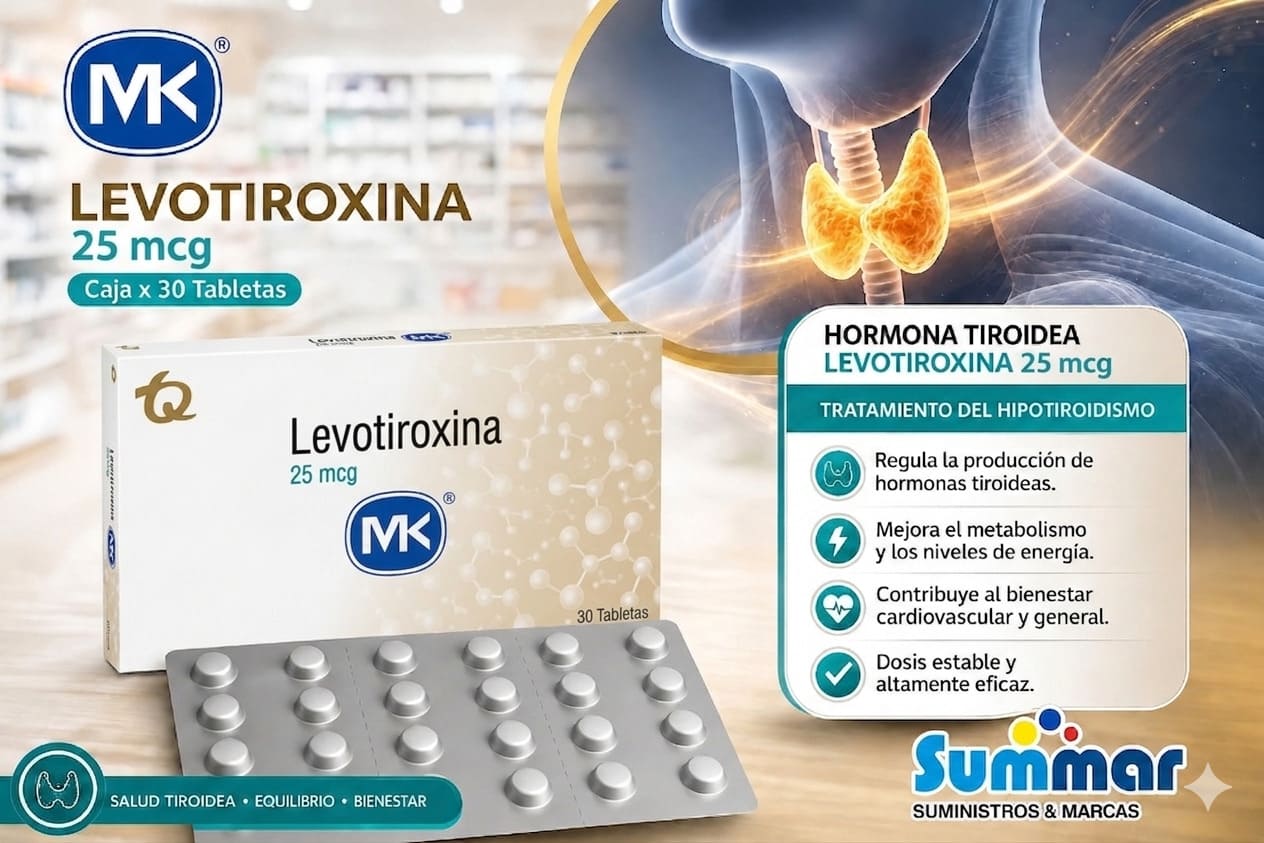 Levotiroxina 25mcg Caja x 30 Tabletas MK