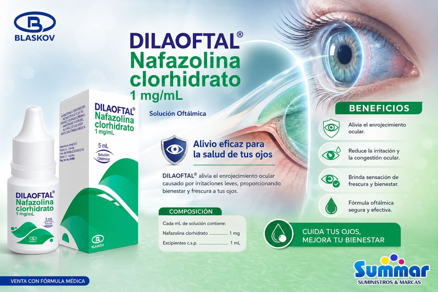 Dilaoftal® 1mg/ml Solución Oftálmica Frasco x 5ml (Nafazolina Clorhidrato) BLASKOV