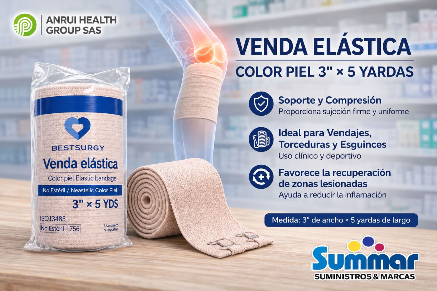 Venda Elástica Color Piel 3