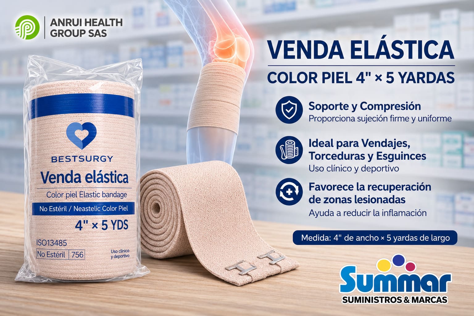Venda Elástica Color Piel 4