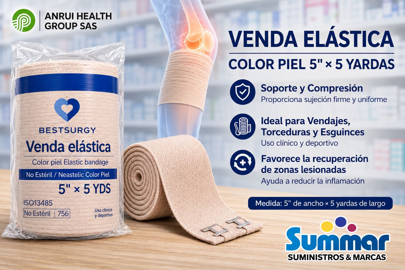Venda Elástica Color Piel 5