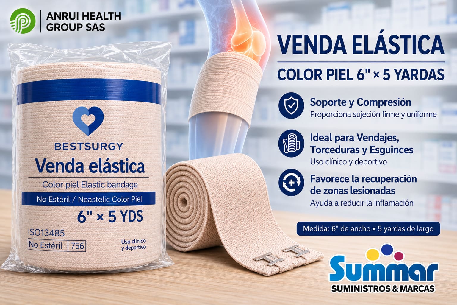 Venda Elástica Color Piel 6
