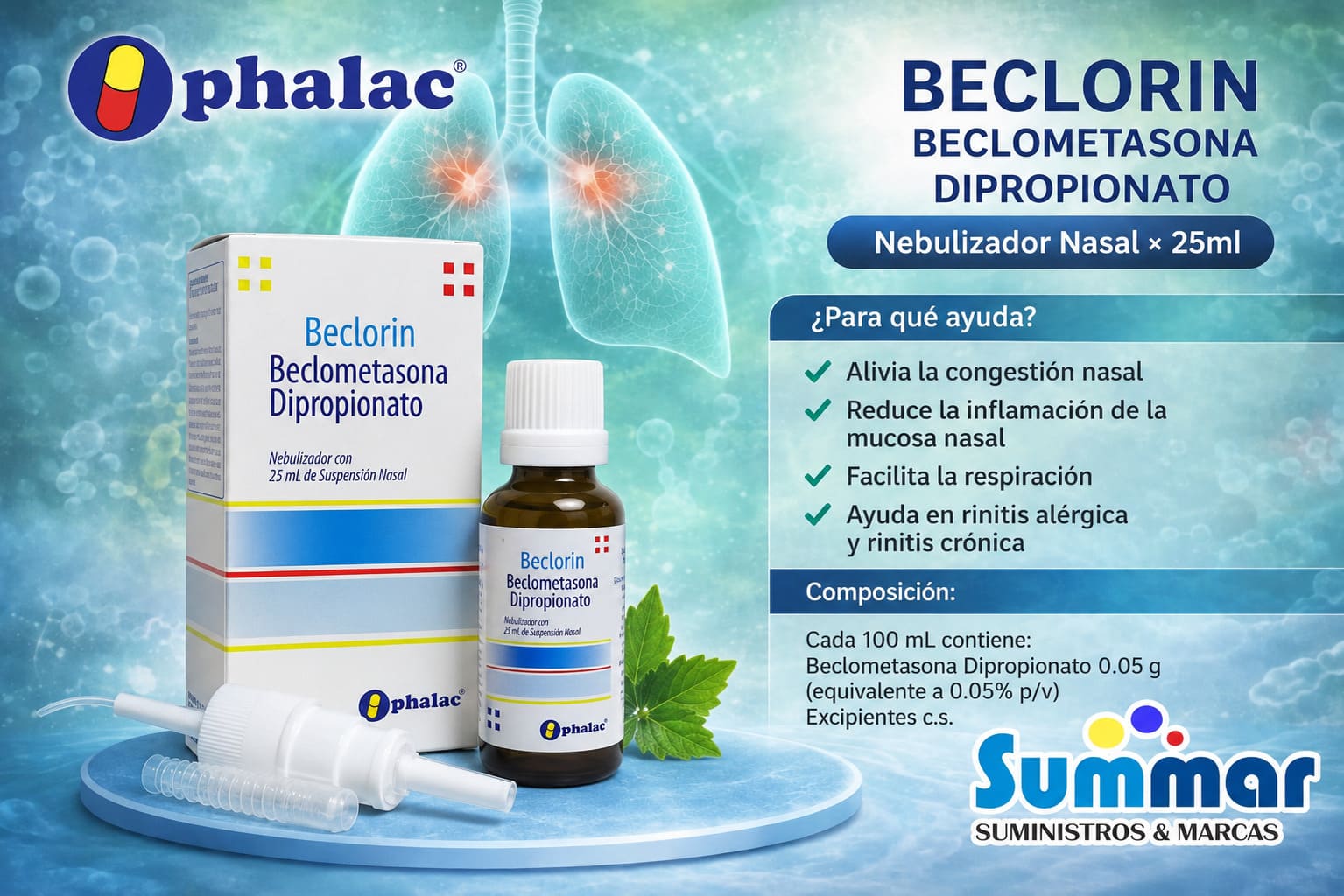 Beclorin Suspension Nasal Frasco x 15ml (Beclometasona Dipropionato) OPHALAC
