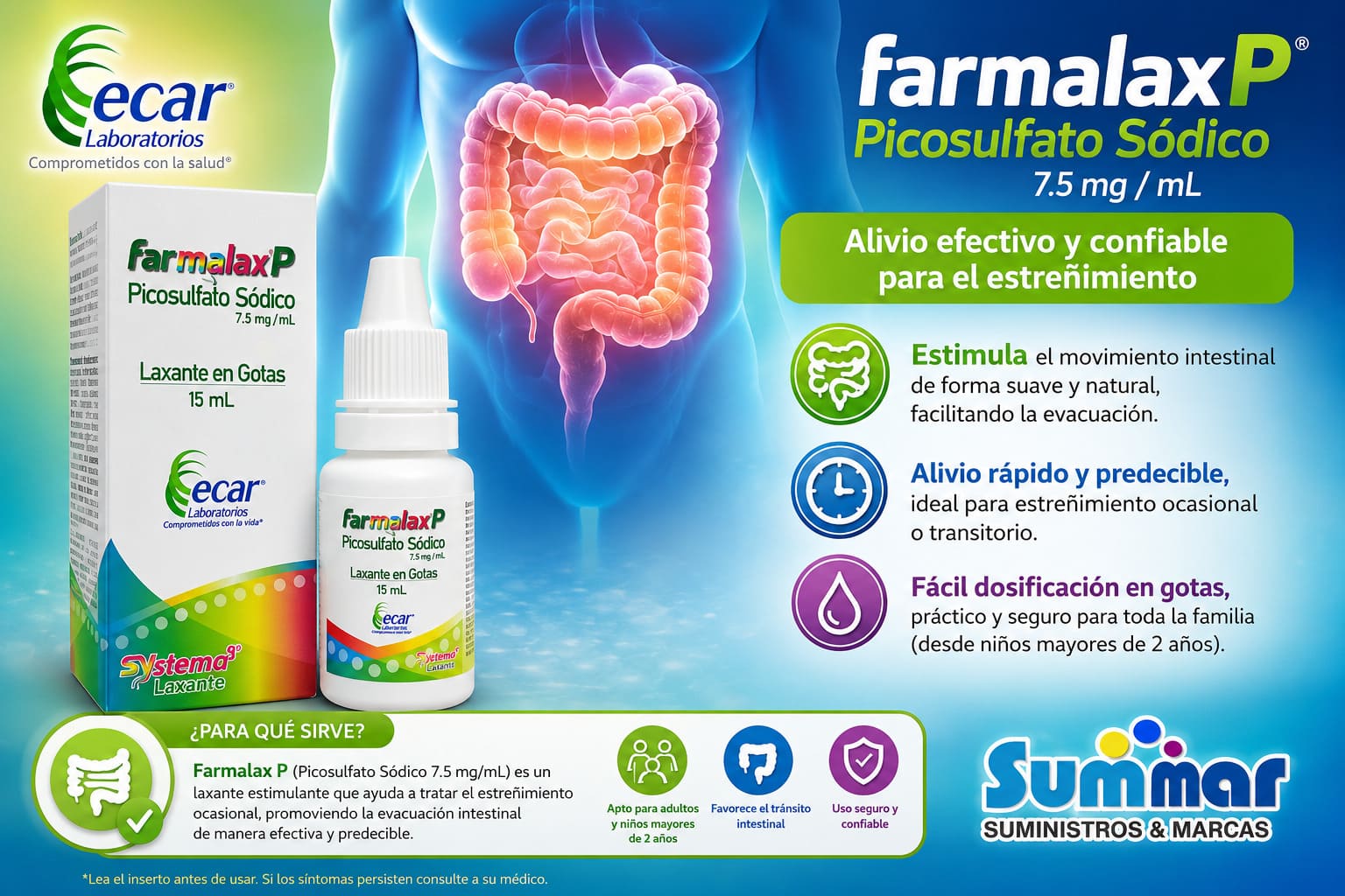 Farmalax P Laxante en Gotas Frasco x 15ml (Picosulfato Sódico) ECAR