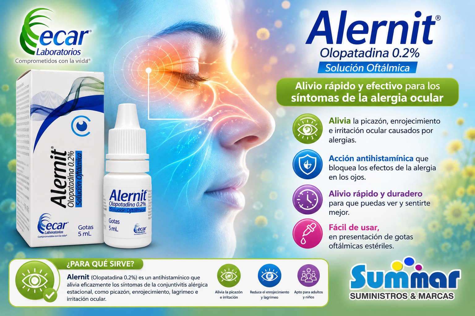 Alernit 0.2% Solución Oftálmica Frasco x 5ml (Olopatadina) ECAR