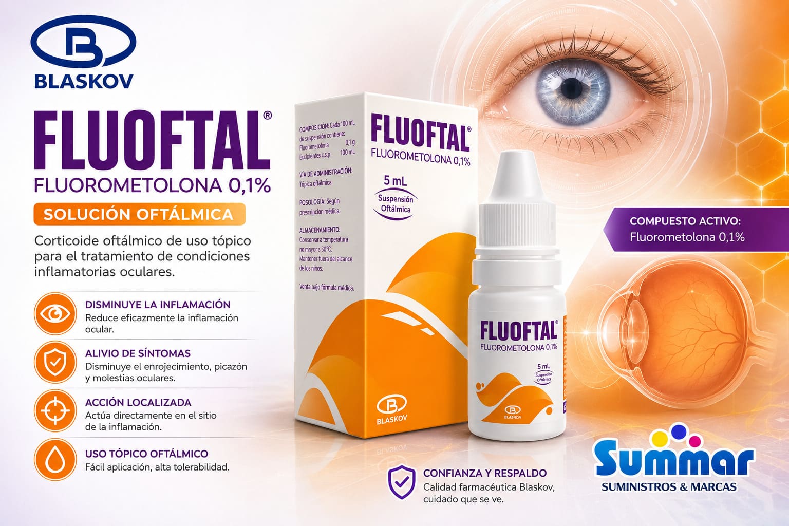 Fluoftal 0.1% Suspension Ofatlmica Frasco x 5ml (Flurometolona) BLASKOV