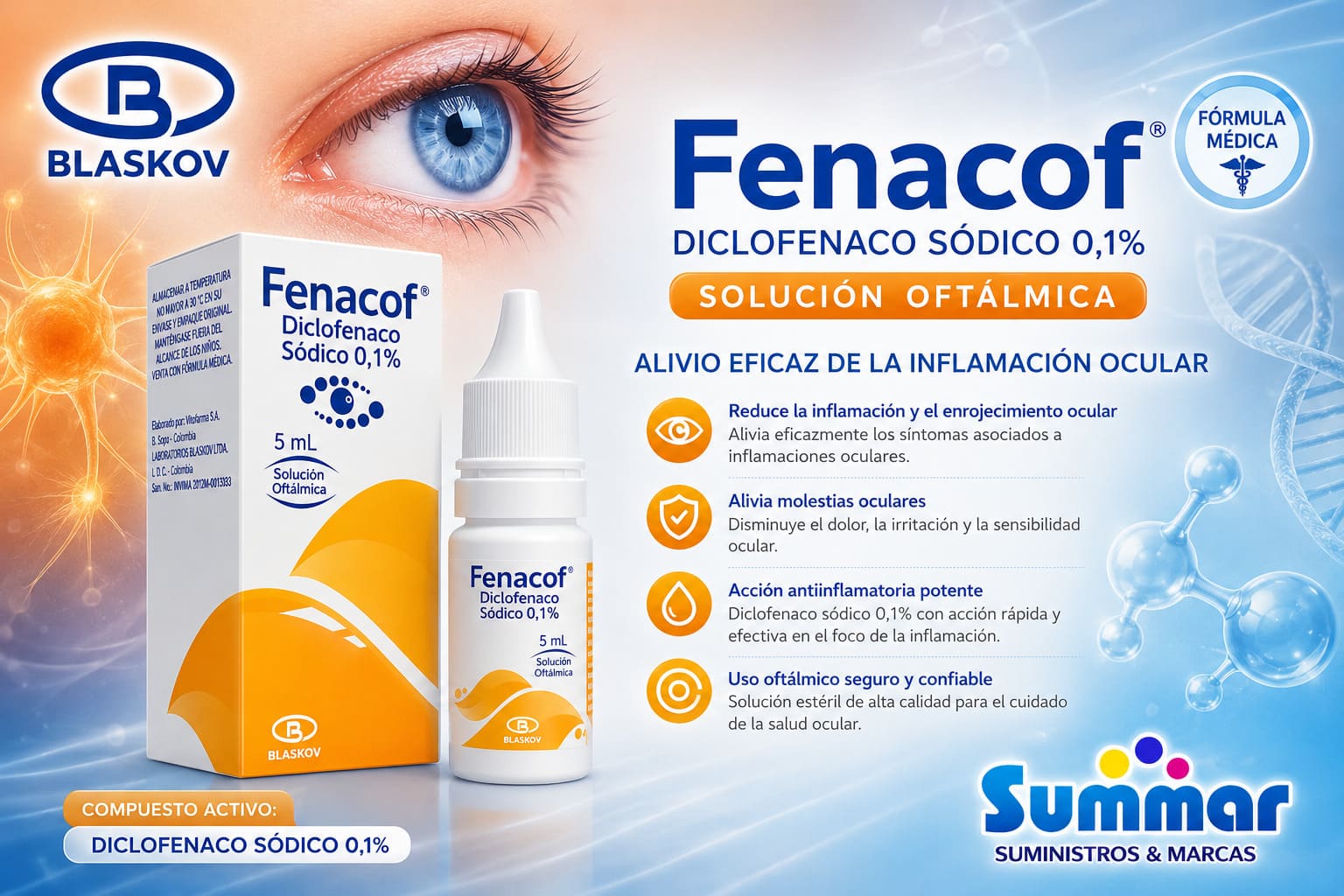 Fenacof 1mg/1ml Solución Oftálmica Frasco x 5ml (Diclofenaco) BLASKOV