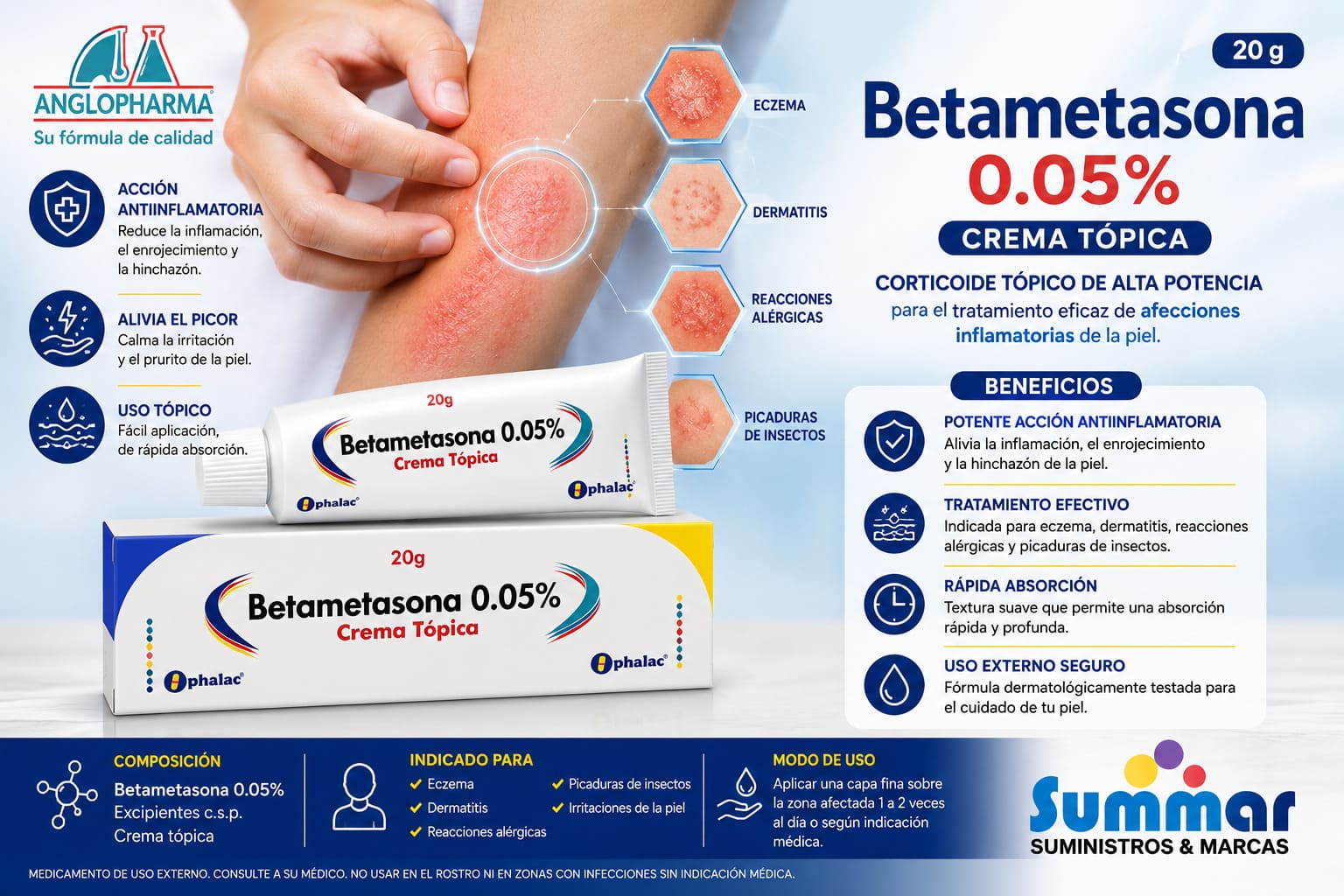 Betametasona 0.05% Crema Tópica Tubo x 20g OPHALAC