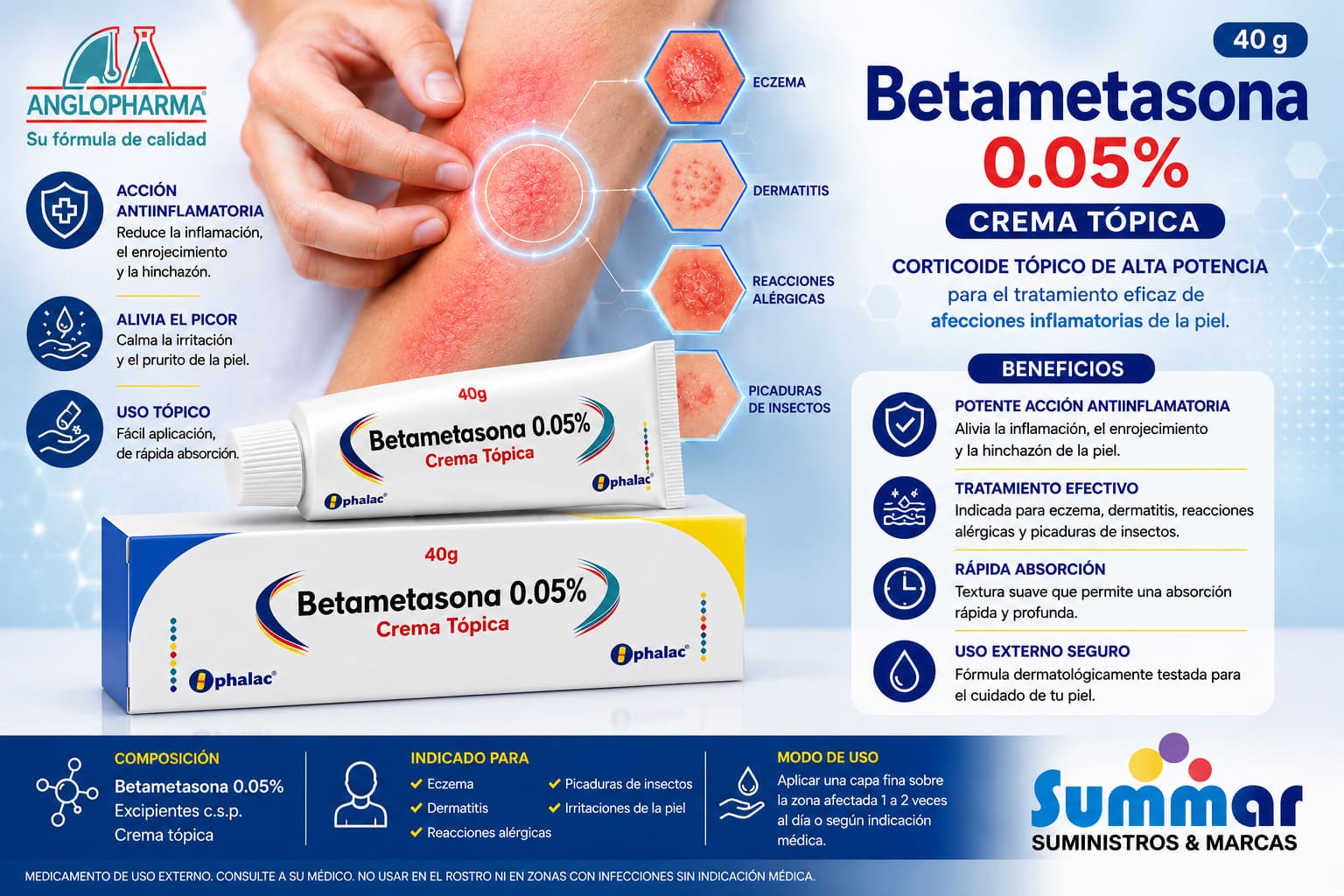 Betametasona 0.05% Crema Tópica Tubo x 40g OPHALAC