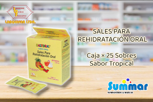 Salydrat Sabor Tropical Caja x 25 Sobres (Sales para Rehidratación) LABQUIFAR