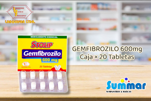 Stolip 600mg Caja x 20 Tabletas (Gemfibrozilo) LABQUIFAR