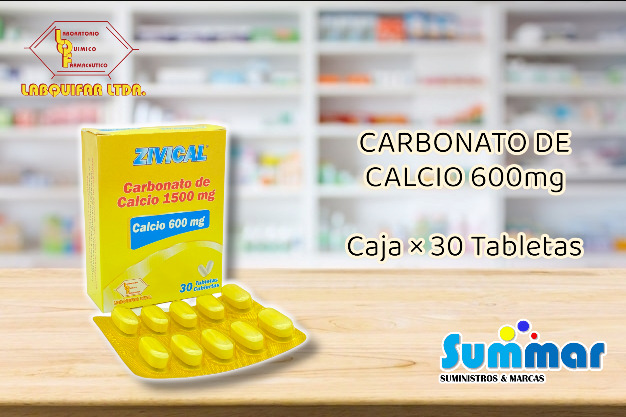 Zivical 600mg Caja x 30 Tabletas (Carbonato de Calcio) LABQUIFAR