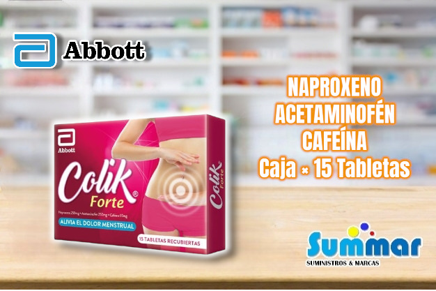 Colik forte Caja x 15 Tabletas (Naproxeno Acetaminofen Cafeína) ABBOTT