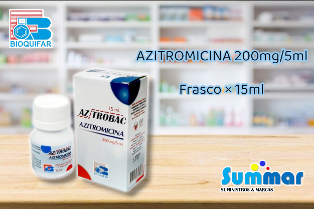 Azitrobac 200mg/5ml Frasco x 15ml (Azitromicina) BIOQUIFAR