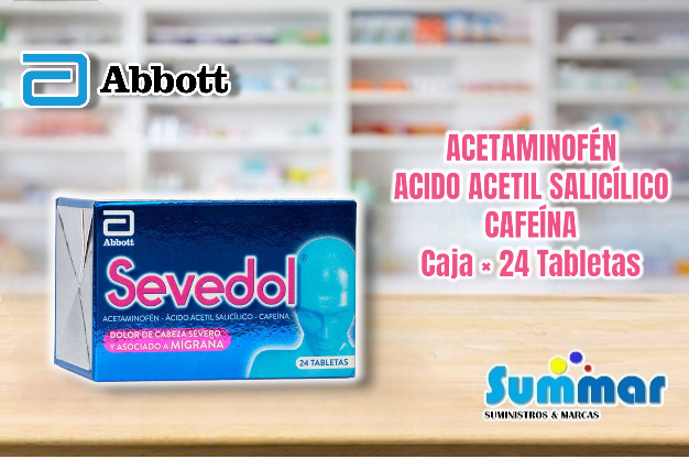 Sevedol Caja x 24 Tabletas (Acetaminofén Acido Acetilsalicílico Cafeína) ABBOTT