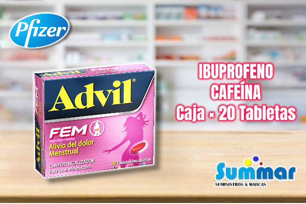 Advil Fem Caja x 20 Tabletas (Ibuprofeno Cafeína) PFIZER