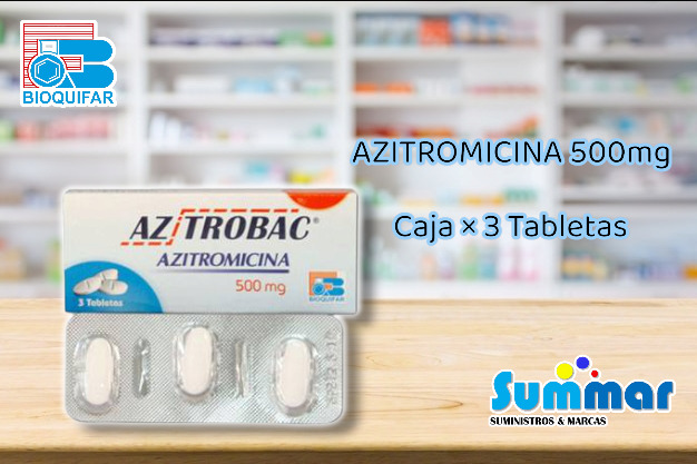 Azitrobac 500mg Caja x 3 Tabletas (Azitromicina) BIOQUIFAR