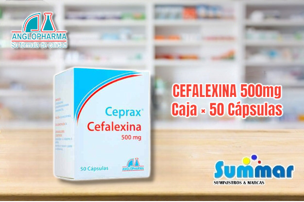 Ceprax 500mg Caja x 50 Cápsulas (Cefalexina) ANGLOPHARMA