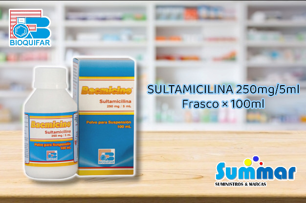 Bacmicine 250mg/5ml Frasco x 100ml (Sultamicilina) BIOQUIFAR