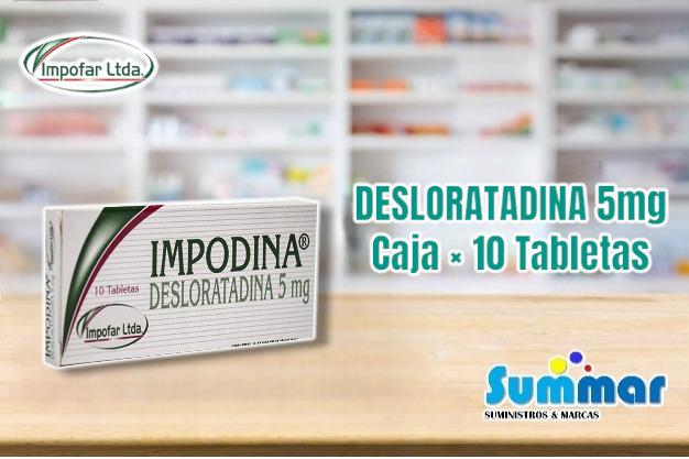 Impodina 5mg Caja x 10 Tabletas (Desloratadina) IMPOFAR