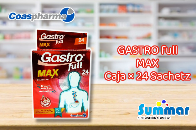 Gastrofull Max Caja x 24 Sachets (Alginato de sodio Bicarbonato de Sodio)COASPHARMA