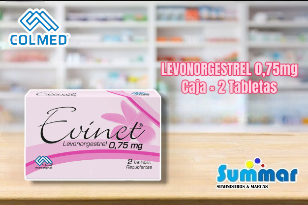 Evinet 0,75mg Caja x 2 Tabletas (Levonorgestrel) COLMED