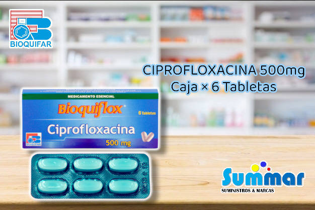 Bioquiflox 500mg Caja x 6 Tabletas (Ciprofloxacino) BIOQUIFAR