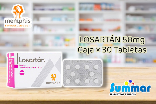 Losartán 50mg Caja × 30 Tabletas MEMPHIS