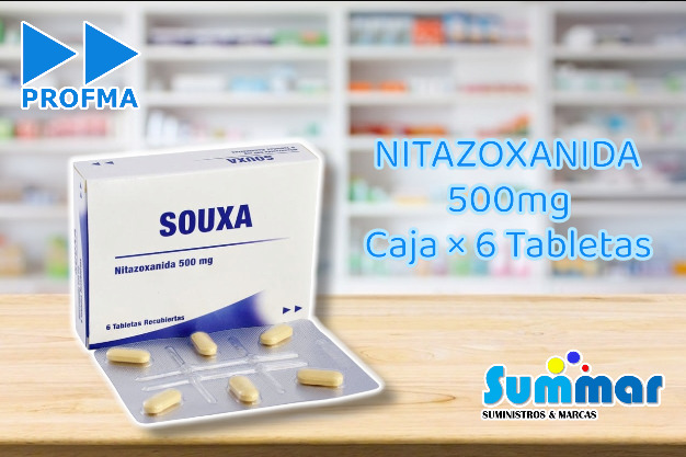 Souxa Tabletas 500mg Caja x 6 Tabletas (Nitazoxanida) PROFMA