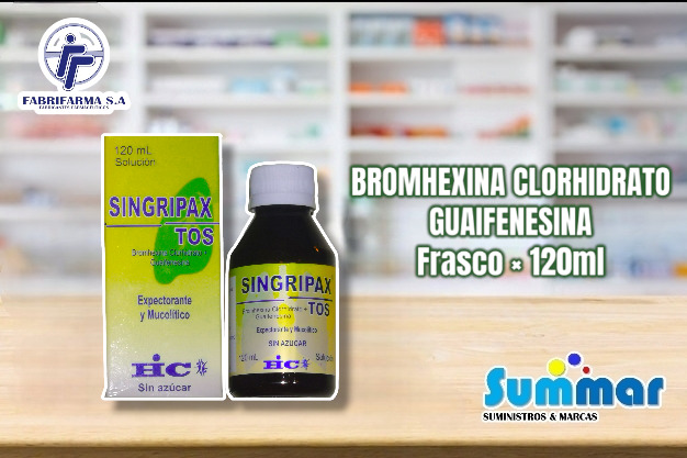 Singripax Tos Frasco x 120ml (Bromhexina Clorhidrato + Guaifenesina) HIC