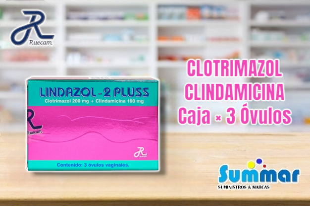 Lindazol-2 Plus Caja x 3 Óvulos (Clotrimazol Clindamicina) RUECAM