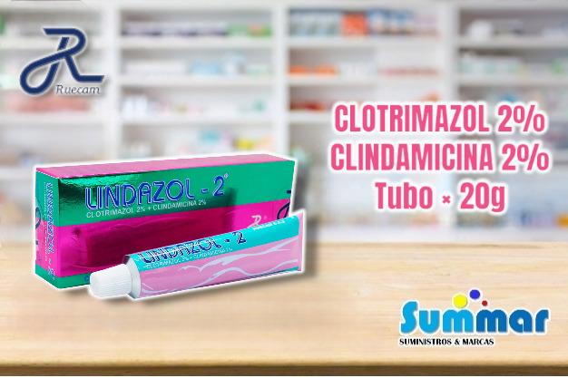 Lindazol-2 Crema Vaginal Tubo x 20g (Clotrimazol Clindamicina) RUECAM