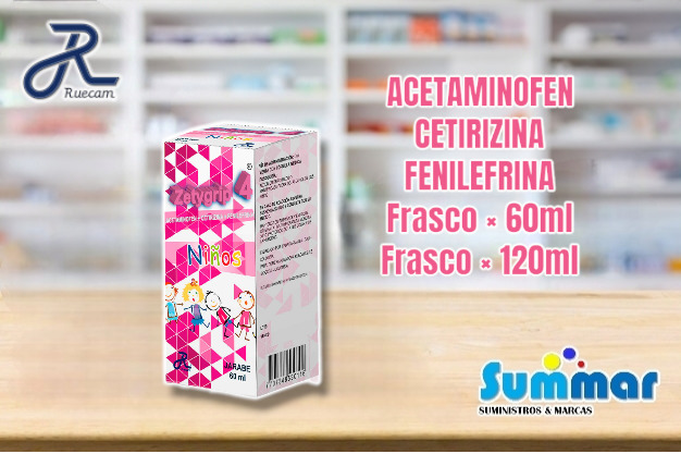 Zetygrip 4 Frasco x 120ml (Acetaminofén Cetirizina Fenilefrina) RUECAM