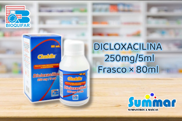 Cloxidin 250mg/5ml Frasco 80ml (Dicloxacilina) BIOQUIFAR