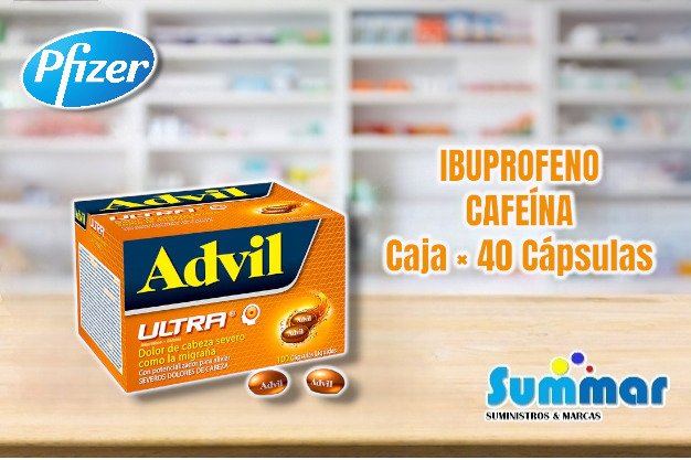 Advil Ultra Caja x 40 Cápsulas (Ibuprofeno Cafeína) PFIZER