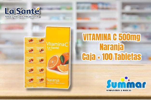 Vitamina C 500mg Naranja Caja x 100 Tabletas LA SANTÉ