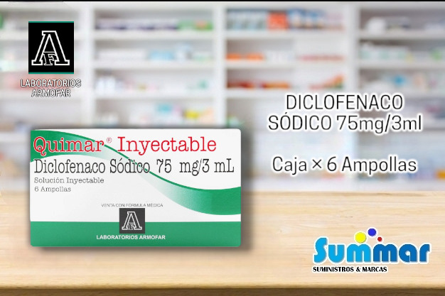 Quimar 75mg/3ml Caja x 6 Ampollas (Diclofenaco Sódico) LABORATORIOS ARMOFAR