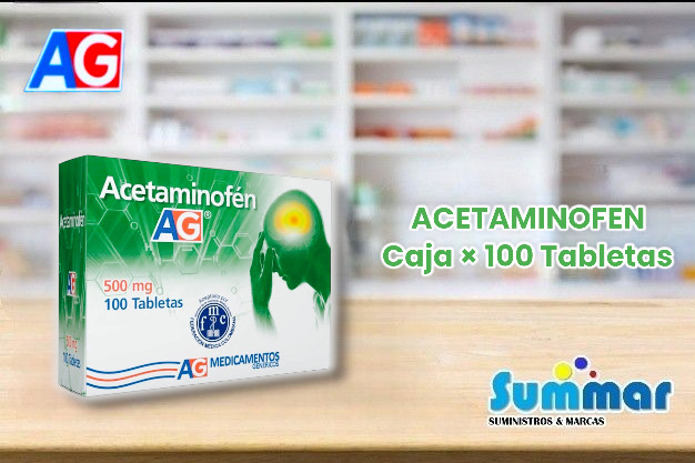 Acetaminofén 500mg Caja x 100 Tabletas AG