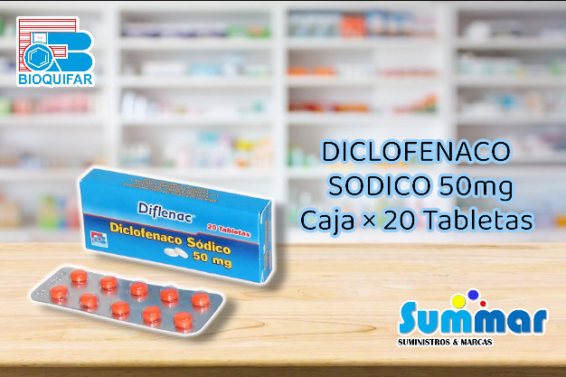 Diflenac 50mg Caja x 20 Tabletas (Diclofenaco Sódico) BIOQUIFAR