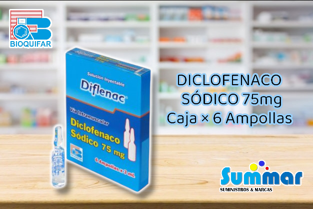 Diflenac 75mg Caja x 6 Ampollas (Diclofenaco) BIOQUIFAR