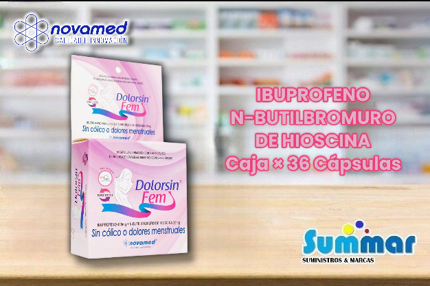 Dolorsin Fem Caja x 36 Cápsulas (Ibuprofeno + N-Butilbromuro de Hioscina) NOVAMED