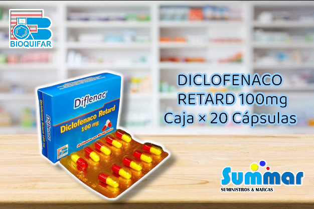 Diflenac Retard 100mg Caja x 20 Cápsulas (Diclofenaco) BIOQUIFAR