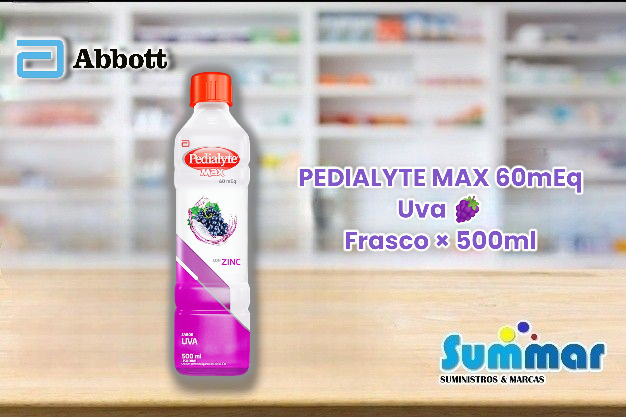 Pedialyte Max 60meq Sabor Uva con Zinc Frasco x 500ml ABBOTT