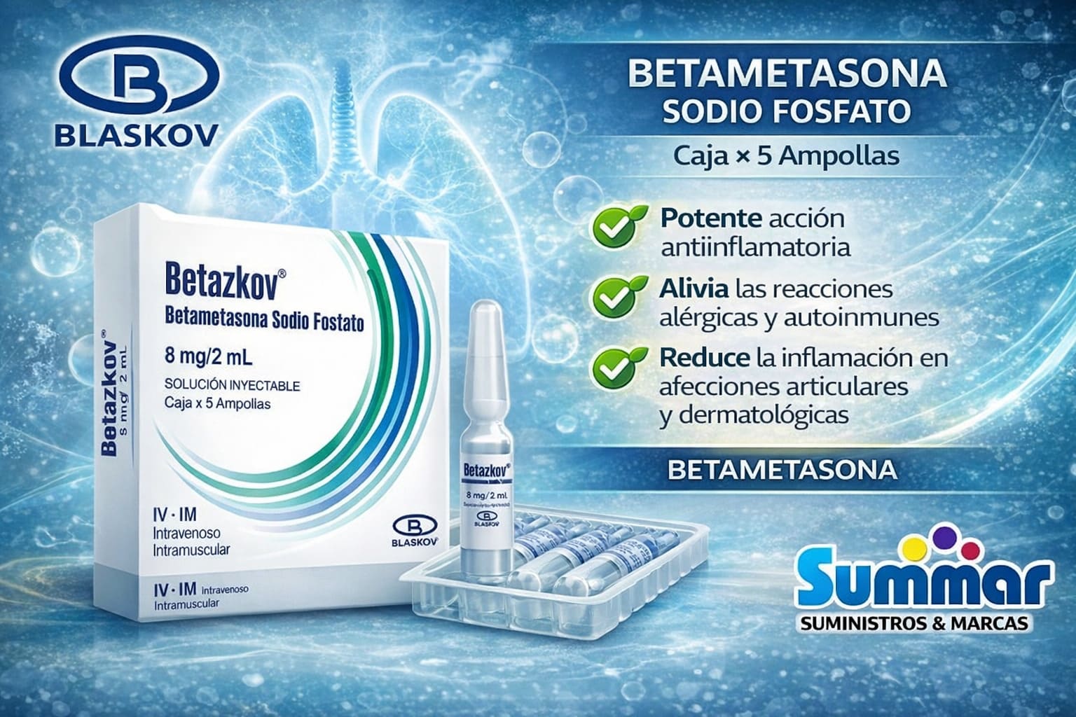 Betazkov 8mg/2ml Caja x 5Ampollas (Betametasona) BLASKOV
